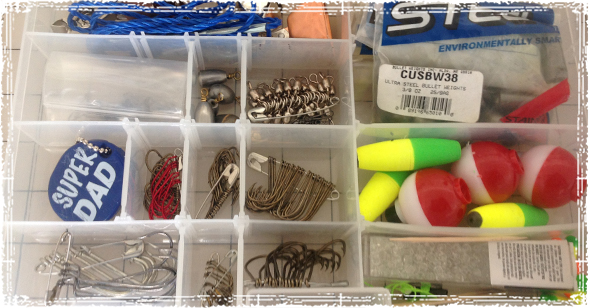 Hooks Organized by Size in a Tackle Box